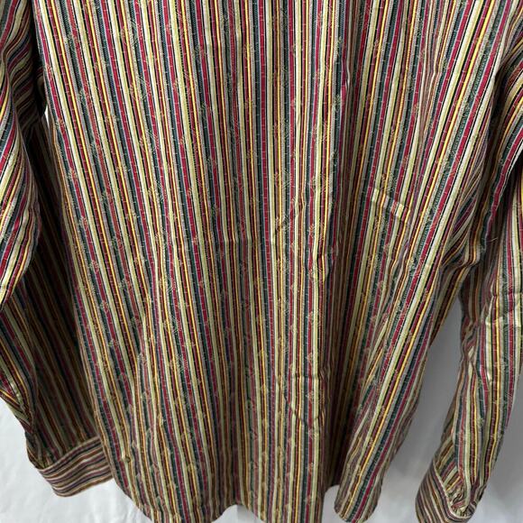Robert Graham Shirt Mens XLT XL Tall Flip Cuff Multicolor Striped Party - Picture 13 of 13
